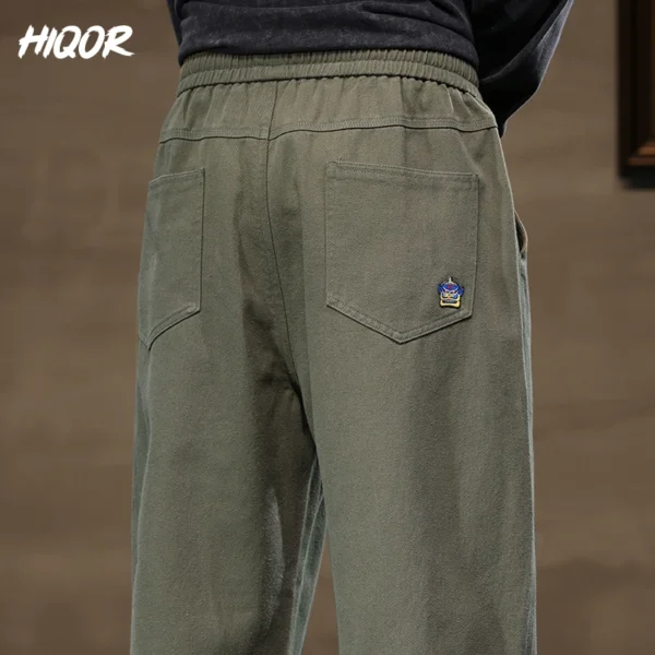 HIQOR Men Casual Pants Fashion Jogger Pant Loose Straight Wide Leg Trousers Cotton Vintage Cargo Pants Man Solid Streetwear Men - Image 6