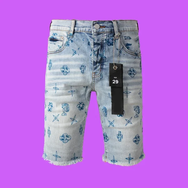 New 2024 Purple roca jeans Men woman Brand vintage burr edges washed denim shorts for men Repair Low Raise Skinny Denim pants - Image 2