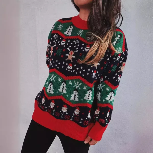 OMCHION Sueter Feminino 2024 Korean New New Christmas New Year Jacquard Acrylic Knitwear Sweater Women Oversized Pullover - Image 2