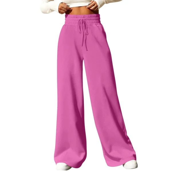Womens Wide Leg Sweatpants Casual Loose Solid Color Pants Comfy Joggers Baggy Sweatpants Pockets Pants for Women Women’s Pants - Image 2