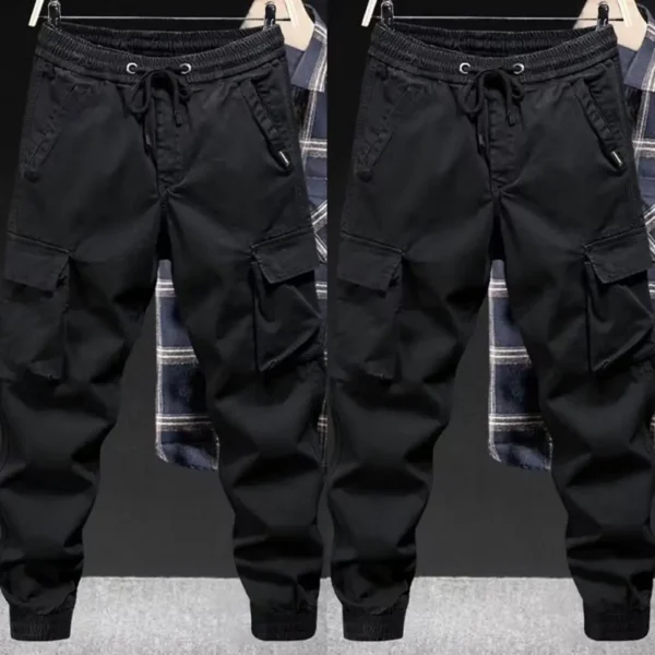 Elastic Waistband Pants Streetwear Pants Men's Drawstring Cargo Pants with Elastic Waist Multi Pockets Ankle-banded for Daily - Image 6