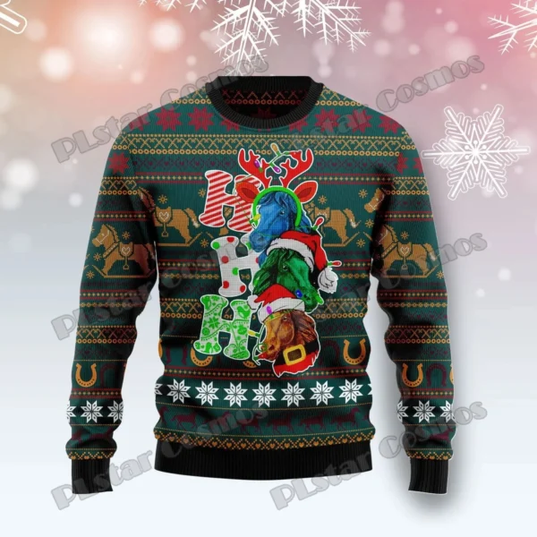 PLstar Cosmos Horse Christmas Tree 3D Printed Men's Ugly Christmas Sweater Winter Unisex Casual Warm Knitwear Pullover MY29 - Image 4