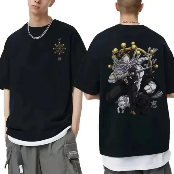 Anime Jujutsu Kaisen Fushiguro Megumi Print T Shirts Men Manga Harajuku Oversized Short Sleeve T-shirt Vintage Street Unisex Tee