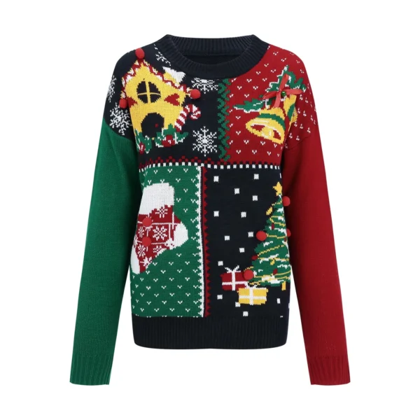 Women Sweaters Cardigan Short Snowflake On Christmas Tree With Bells Knitted Chest Cashmere Sweater Top Ropa En Promocion Mujer - Image 4