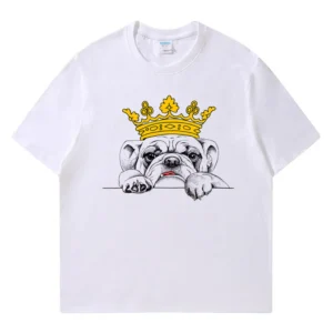 French Bulldog Retro Print Summer Men's 100% Cotton Tops Fashion Streetwear Men's Clothing Oversized O Neck Men's T-Shirt