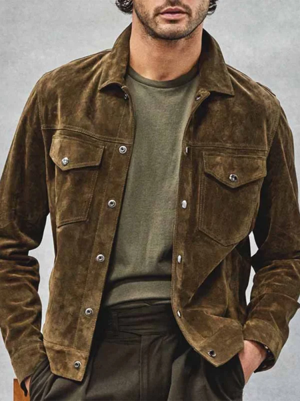 Men Vintage Lapel Buttoned Slim Jackets Fashion Long Sleeve Outwear 2024 Male Fashion Simple Solid Corduroy Coats Streetwear