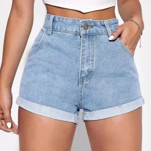 Summer Shorts For Women Casual Denim 2024 Solid Blue Short Jean Shorts Women Sexy Straight Women's Denim Shorts High Waisted