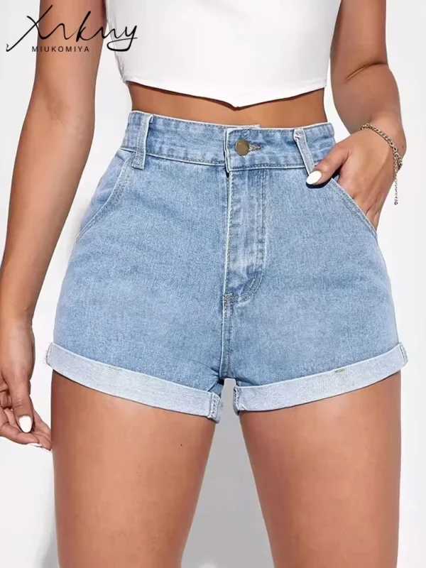 Summer Shorts For Women Casual Denim 2024 Solid Blue Short Jean Shorts Women Sexy Straight Women's Denim Shorts High Waisted