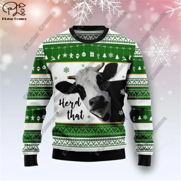 New 3D Printed Animal Custom Series Cute Christmas Pattern Ugly Sweater Street Casual Winter Sweatshirt S-1 - Image 3