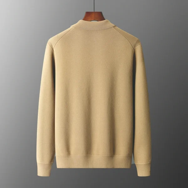 New 2023 Autumn/Winter Cashmere Cardigan Men's Polo Neck Sweater Long Sleeve Knitted Business Casual Wool Sweater Solid Color - Image 2
