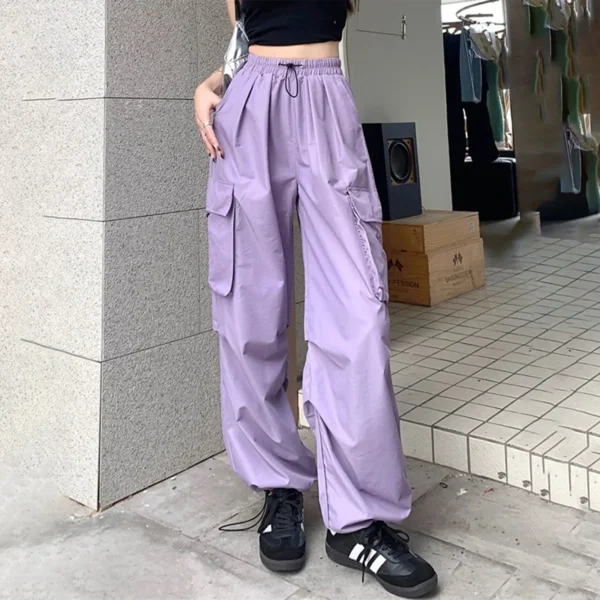 Womens Baggy Cargo Pants Streetwear Hip Hop Joggers Sweatpants Drawstring Casual Loose Womens Cotton Pants Casual With Pockets
