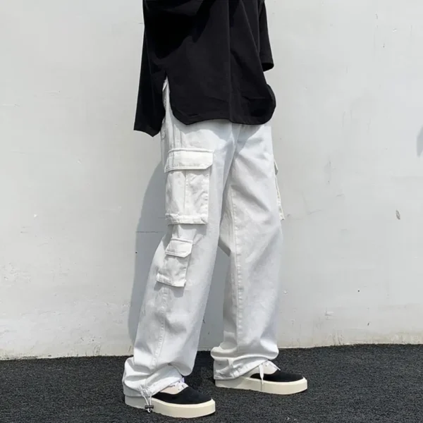 New Cargo Pants Men's Loose Straight Oversize Clothing Solid Grey Versatile Work Wear Black Joggers Cotton Casual Male Trousers - Image 3
