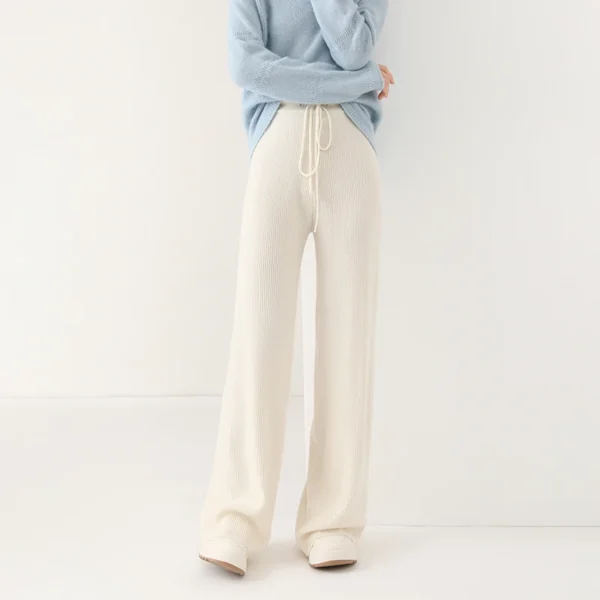 Wool Straight Leg Wide Leg Pants for Women 2024 Autumn/Winter New High Waist Warm Straight Leg Dragging Casual Pants - Image 2