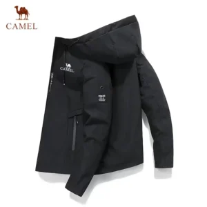 Camel high-quality embroidered men's sports jacket windproof hood casual fashion brand sports mountaineering cycling