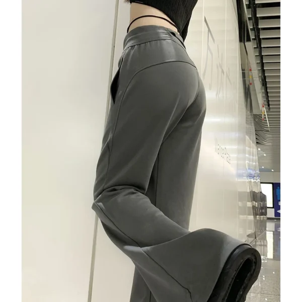 Korean Micro Flare Pants Women Draping Slim High-Waisted Streetwear Solid Harajuku Y2K Sweatpants Fashion Loose Casual Trousers - Image 2