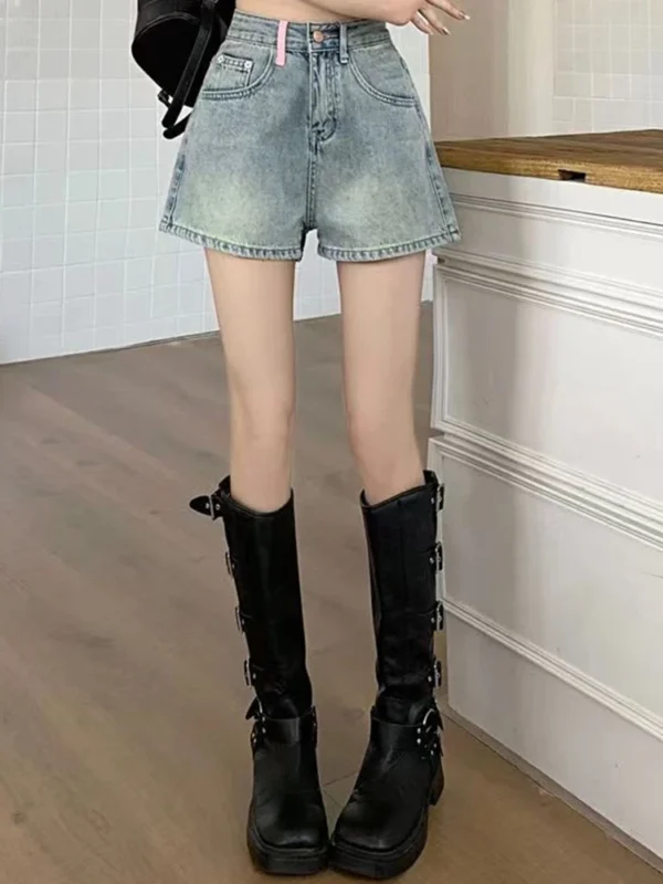 Girls High Street Y2k Denim Wide Leg Shorts Lady Korean High Waist Short Pants Female Blue Fashion Hot Slacks Jeans Plus Size - Image 3
