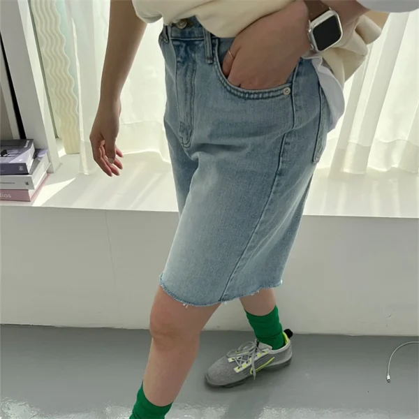 REALEFT Spring Summer Side Hole Women's Denim Shorts 2024 New Casual Korean Blue Loose Jeans Pants Pockets Female - Image 5