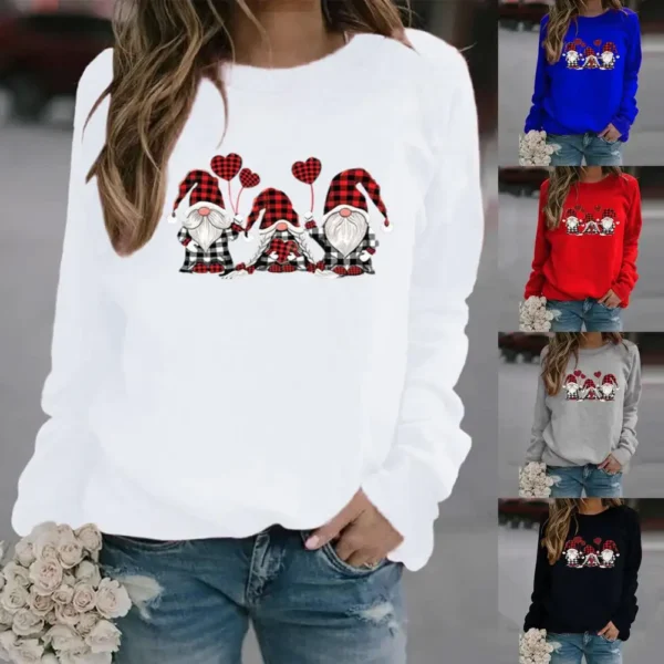 Classic Sweatshirt Jumper Lightweight Women Sweatshirt Stretchy Cozy Christmas Print Pullover Sweatshirt - Image 2