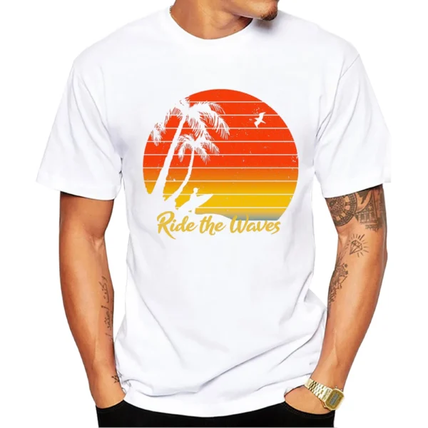 TEEHUB Beach Surf Design Men T-Shirt Retro Surfing Printed T Shirts Short Sleeve Vintage Surfer Tshirts Harajuku Tee - Image 3
