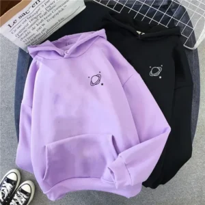 Trend Women's Hoodie Pullover Sweatshirt Fall Cotton Hoodie Men's Saturn Print Winter Plus Size Clothing Sweater Women's Top