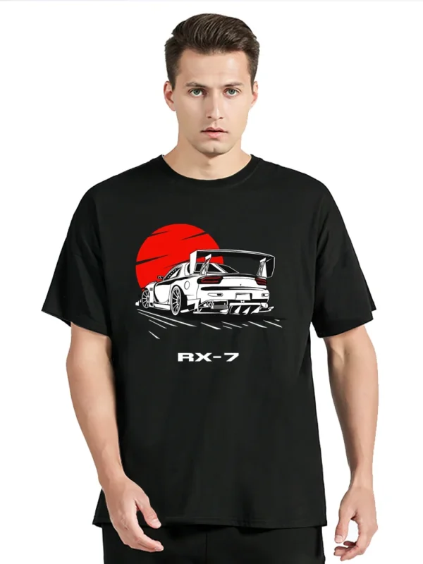 Initial DDrift Racing Rx-7 T-Shirt Takumi Fujiwara Rx 7 Jdm Cotton Tshirt Summer Men Clothing Streetwear Tops Oversized T Shirt