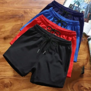 Men Casual Shorts Solid Color Elastic Waist Drawstring Gym Short Pants Wide Leg Outdoor Sports Shorts Streetwear Men's Clothing