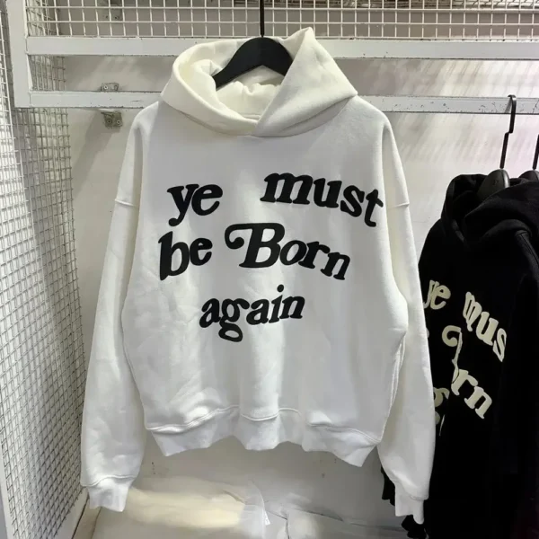 2024Fw Puff Print Kanye West Hoodie Men and Women 1:1 Pink Leaf Color Must Rebirth Hoodie Plus Size Pullover CPFM Sweatshirt - Image 4