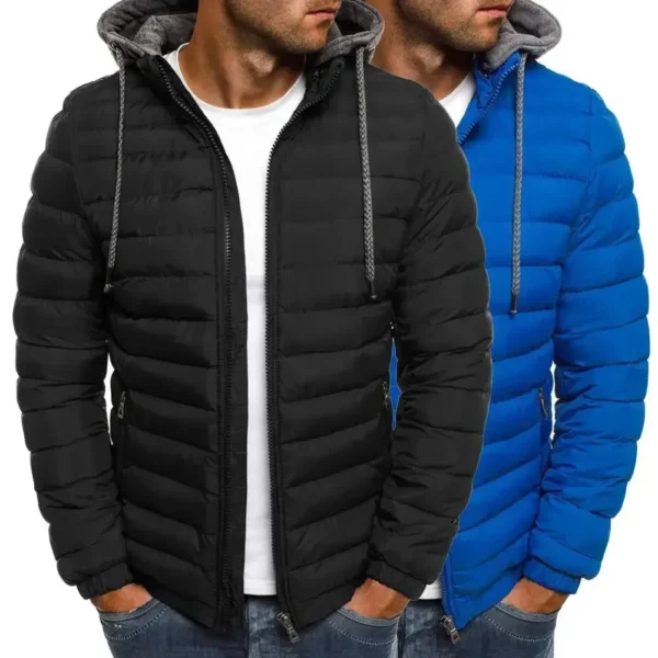 2024 New Winter Oversized Men's Detachable Hat Thickened Hooded Cardigan Drawstring Winter Thickened Warm Jacket Coat Top - Image 3