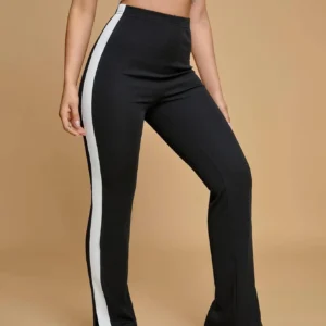 Women Fashion M-3XL Harem Pants Casual Contrast Side Seam Pants Tights Trousers Split Hem Sweatpants