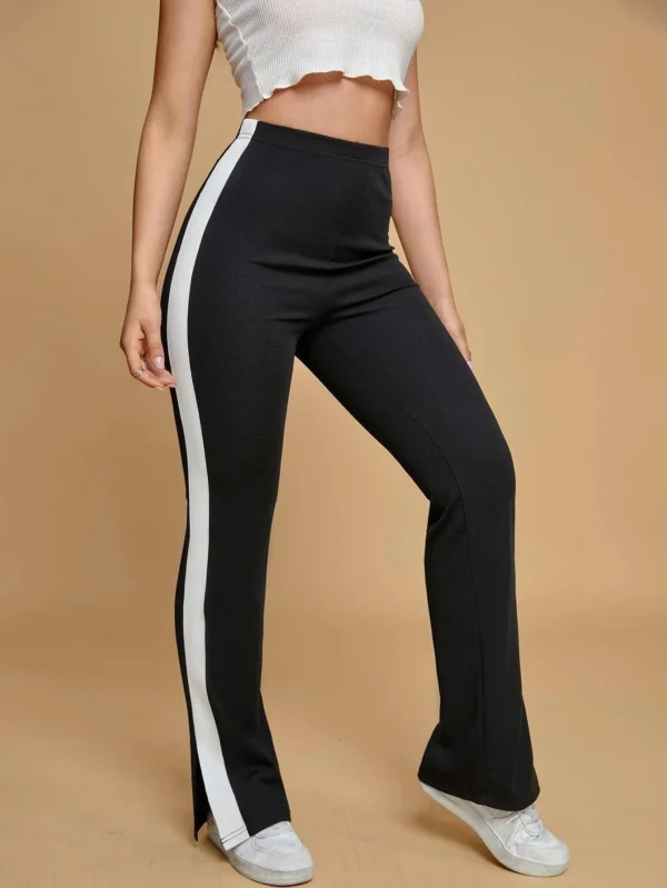 Women Fashion M-3XL Harem Pants Casual Contrast Side Seam Pants Tights Trousers Split Hem Sweatpants
