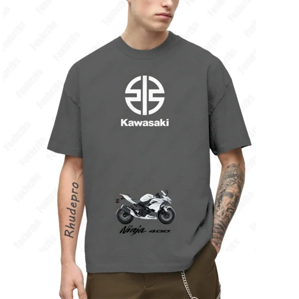 New Summer All-match Kawasakis Motorcycle Short-sleeved T Shirt For Men And Women Racing Fans T-shirt Cycling Half-sleeved - Image 3