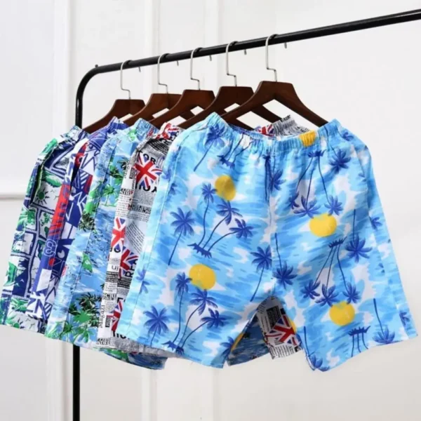 Men Summer Shorts Elastic Waist Tropical Tree Printed Beach Shorts Quick Drying Wide Leg Seaside Shorts - Image 5
