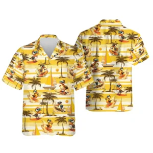 Skull Surfing 3D Print Shirts For Men Clothes Funny Duck Short Sleeve Cute Corgi Dog Lapel Blouse Hawaiian Surf Aloha Button Top