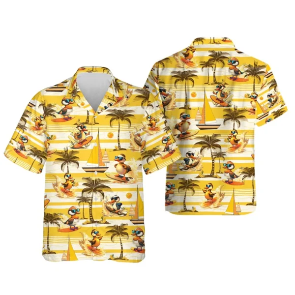Skull Surfing 3D Print Shirts For Men Clothes Funny Duck Short Sleeve Cute Corgi Dog Lapel Blouse Hawaiian Surf Aloha Button Top