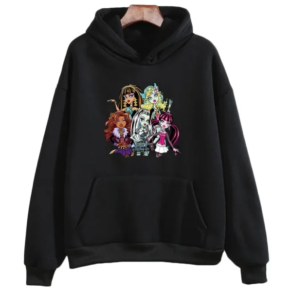 M-Monster High Girls Hoodies Women Casual Manga Graphic Sweatshirts Long Sleeve Aesthetic Kawaii Printing Hoody Female Plussize - Image 2
