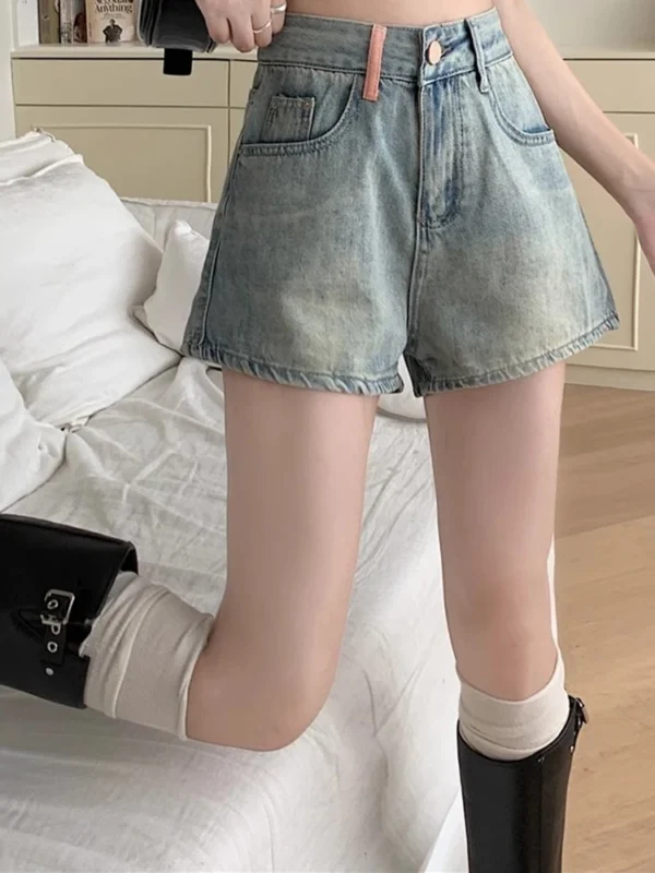 Girls High Street Y2k Denim Wide Leg Shorts Lady Korean High Waist Short Pants Female Blue Fashion Hot Slacks Jeans Plus Size - Image 2