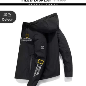 New men's zippered hooded jacket, high-quality polyester windproof outdoor adventure hiking jacket, new autumn and winter clothi