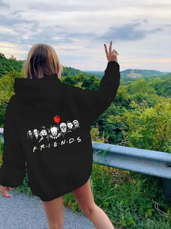 Friends Hoodies Best Stephen King Horror Characters Graphic Sweatshirts Cartoon Fashion Tops Halloween Y2K Women's Clothes