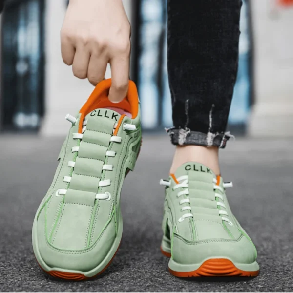 Chunky Sneakers Mens Designer Board Shoes Fashion Casual Microfiber Leather Fabric Breathable Increased Internal Platform Shoes - Image 4