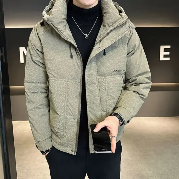 Fashion Vintage Down Jacket For Men Fall Winter Warm Parka Coats Male Lightweight Stand Up White Duck Down Hooded Puffer Jacket - Image 3