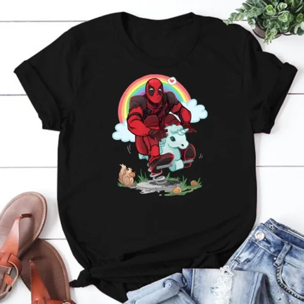 Cartoon Dead-pool Women Funny Graphic Black T Shirt Summer Girl Harajuku 90s Clothes Female Y2K Tops Tee Short Sleeve Clothing - Image 3