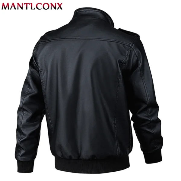 Zip Up Leather Jacket Men's Autumn Winter Vintage Motorcycle Jacket for Men Fashion Biker Leather Coats Male Outerwear Windbreak - Image 2