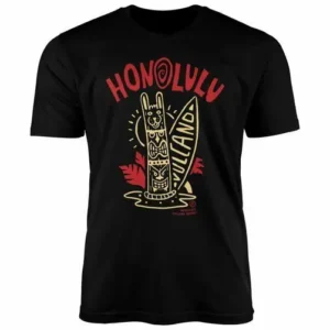 Mens Honolulu Tiki Totem Mask Surfboard Surfing Fashion Street Style T Shirt