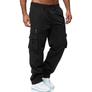 Picklion Men's Multi-Pocket Pants Outdoor Cargo Jogger Pant Work Hiking Tactical Loose Straight Trousers Sweatpants
