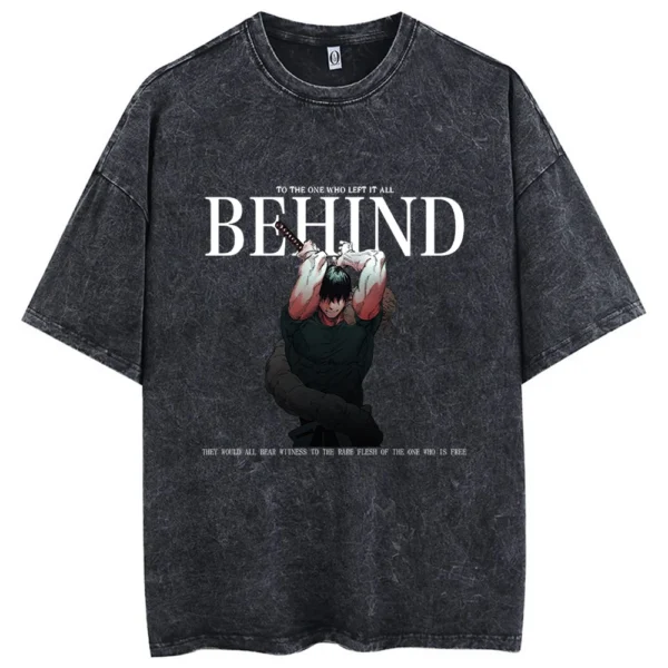 Men Streetwear Washed Acid Oversized T Shirt Japanese Anime Retro Worn Graphic Print T-Shirt Summer Cotton Short Sleeve Tees - Image 4