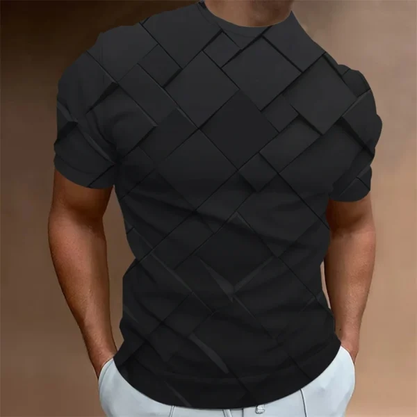 Fashion T-shirts For Men 3d Line Print Men Clothing Street Design Short Sleeved Oversized Tee Shirt Daily Casual Sportswear Tops - Image 4