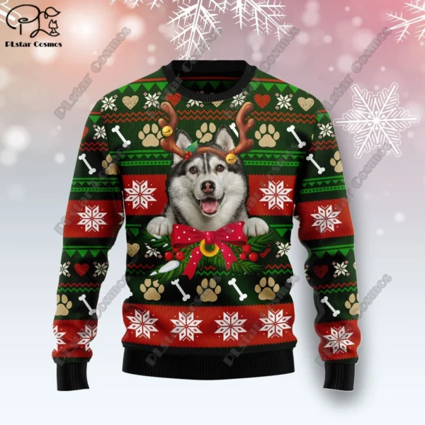 New 3D Printed Animal Custom Series Cute Christmas Pattern Ugly Sweater Street Casual Winter Sweatshirt S-21