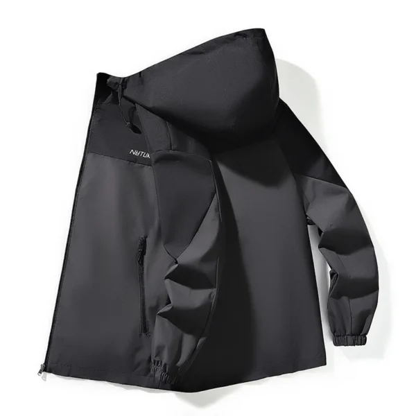 Men's Hooded Jacket New Spring Autumn Casual And Comfortable Windbreaker Outerwear Patchwork Color Outdoor Sports Windproof Coat - Image 2