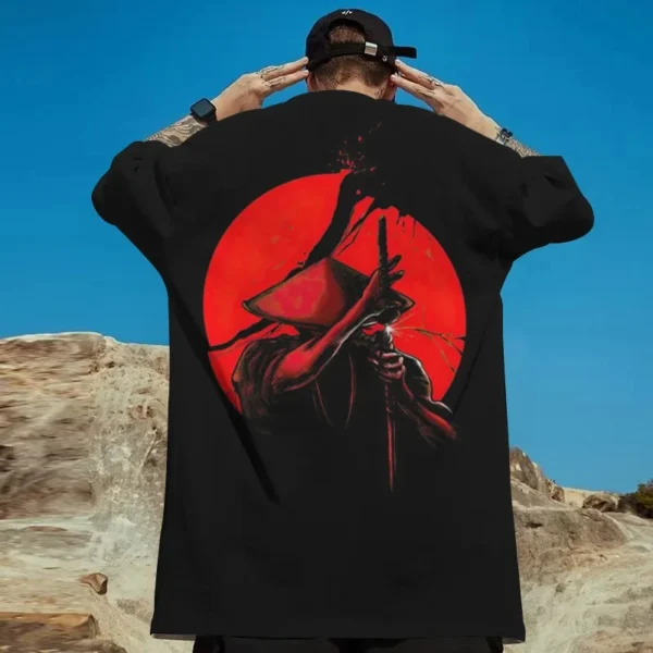 3D Japanese Samurai Demon Mask Print T-Shirts For Men Summer Casual Street Trend Top Loose Oversized Short Sleeve O-Neck T Shirt - Image 4