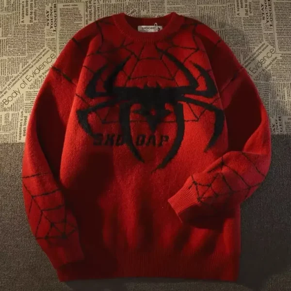 Cityboy Spider Jacquard Sweater for Autumn Winter Loose Fit for Men Vintage Sweater Harajuku Mens Clothing Christmas Sweater - Image 4